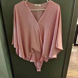 Aritzia Pink V-Neck Bodysuit